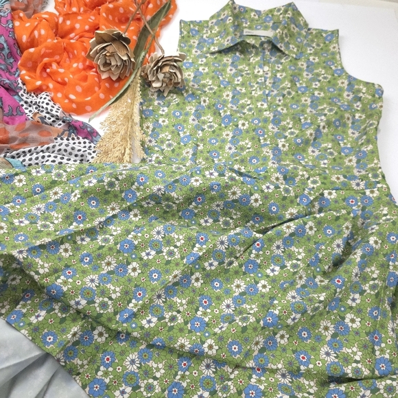 Tory Burch Floral Multi-colored  Sleeveless Pleated Travel Dress. Sz S - Picture 11 of 16